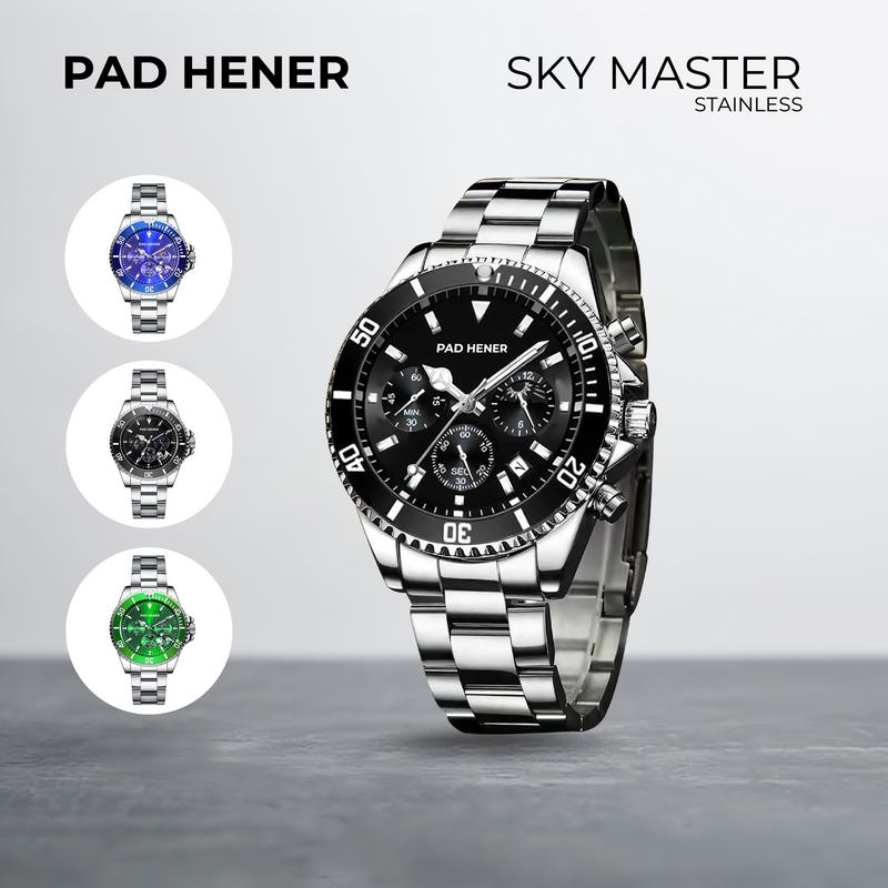 PAD HENER Sky Master Stainless Steel Original Water Resistant Jam Tangan Unisex Analog 0