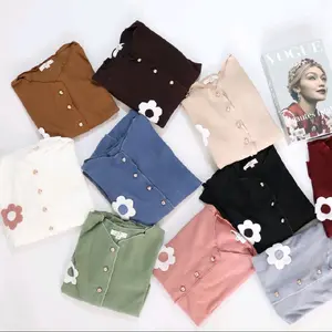 Flowers Long Cardi Full Button | Cardigan Oversize Knitwear