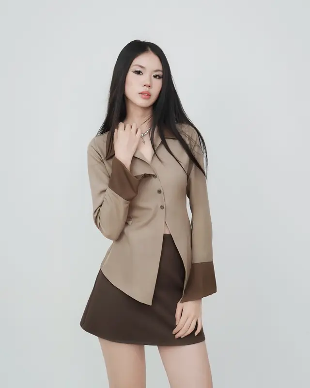 (SM04) DALLA Áo sơ mi trắng nữ phom ôm tay dài 8
