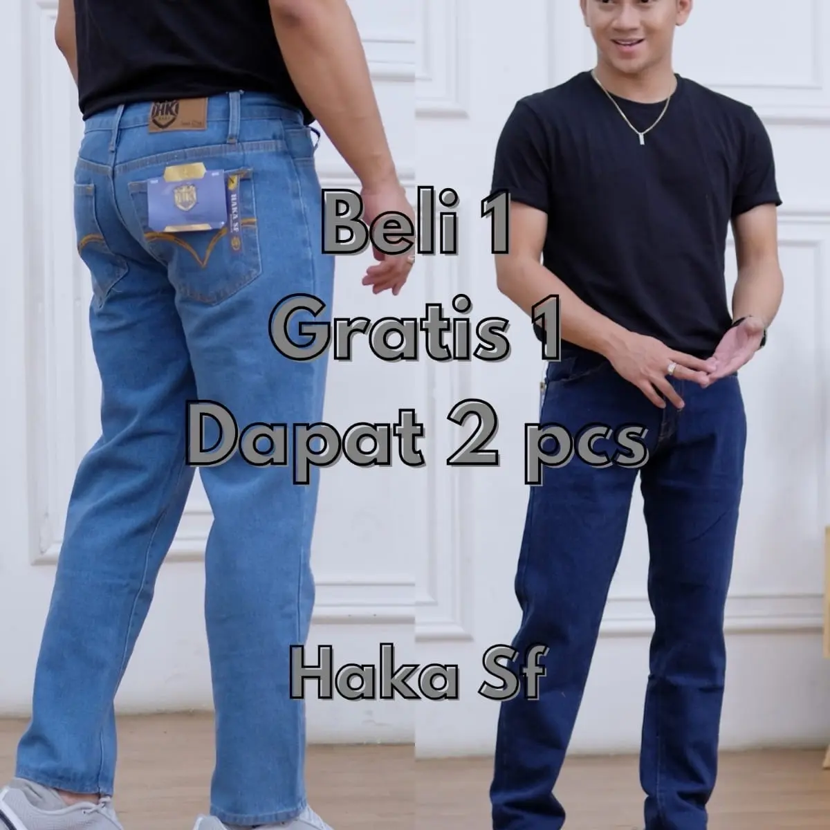 Celana Jeans Standar Reguler Pria Beli 1 Gratis 1 (dapat 2pcs)