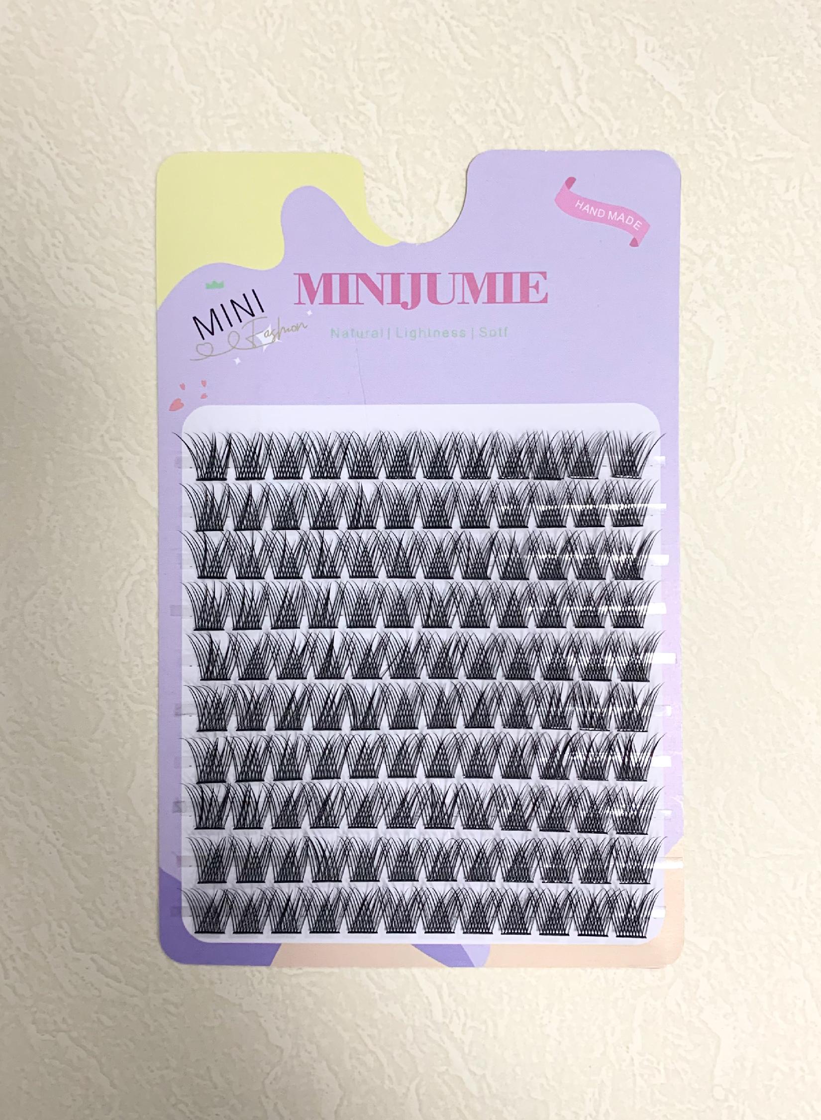 MINIJUMIE Bulu Mata Palsu 14mm dengan Kapasitas Besar dan Keriting Klaster Tunggal Bahan Serat Berkualitas Tinggi Cocok untuk Penampilan Alami Bulumata