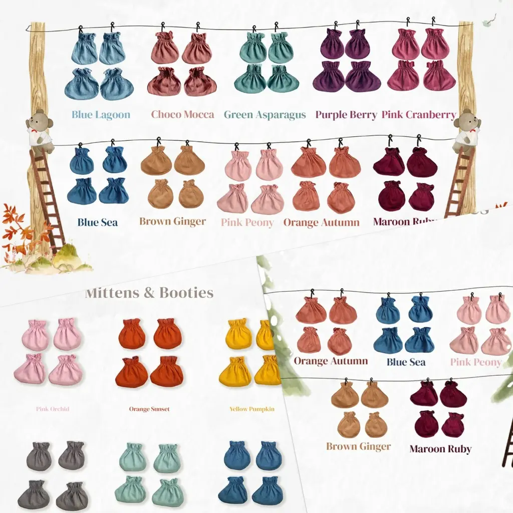 LIBBY SARUNG TANGAN KAKI  BAYI NEWBORN KADO 1 SET COMFY SET TOPI EARTH COLOR MITTENS BOOTIES FLUFFY PALMER