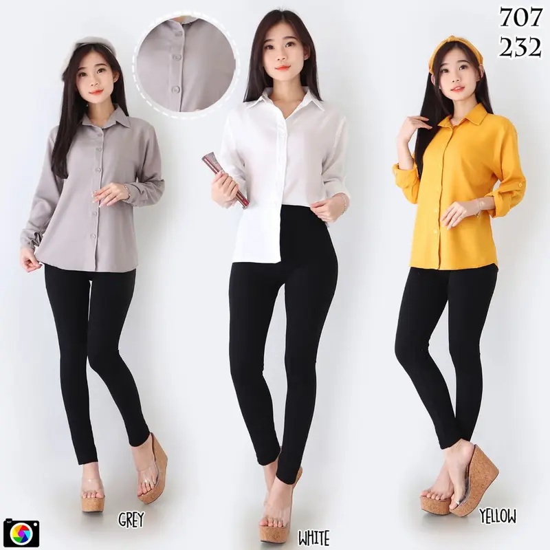 KEMEJA AUREL Basic Fit Panjang Wanita Katun Tangan viral 1