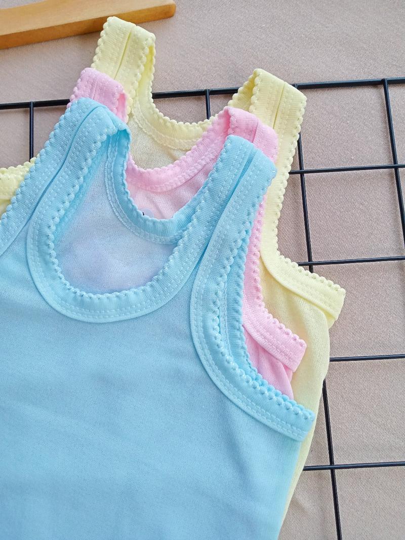Product Introduction of Promo 6pcs dan 12pcs Singlet Anak Perempuan-Kaos Dalam Bayi Cewek Motif Polos 3 warna pink ,biru dan kuning 2