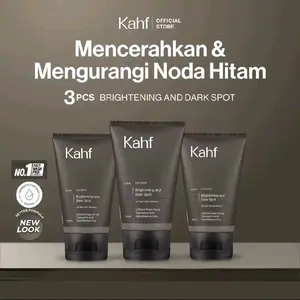 Kahf Triple Pack Kahf Face Wash Brightening dan Dark Spot Scrub 100 ml - 3 pcs Sabun Pembersih Wajah Pria Lawan Noda Hitam & Kulit Kusam