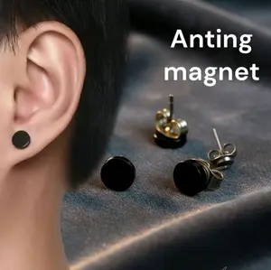 Black Dot Non-Piercing Stud || Anting Magnet Tanpa Lubang