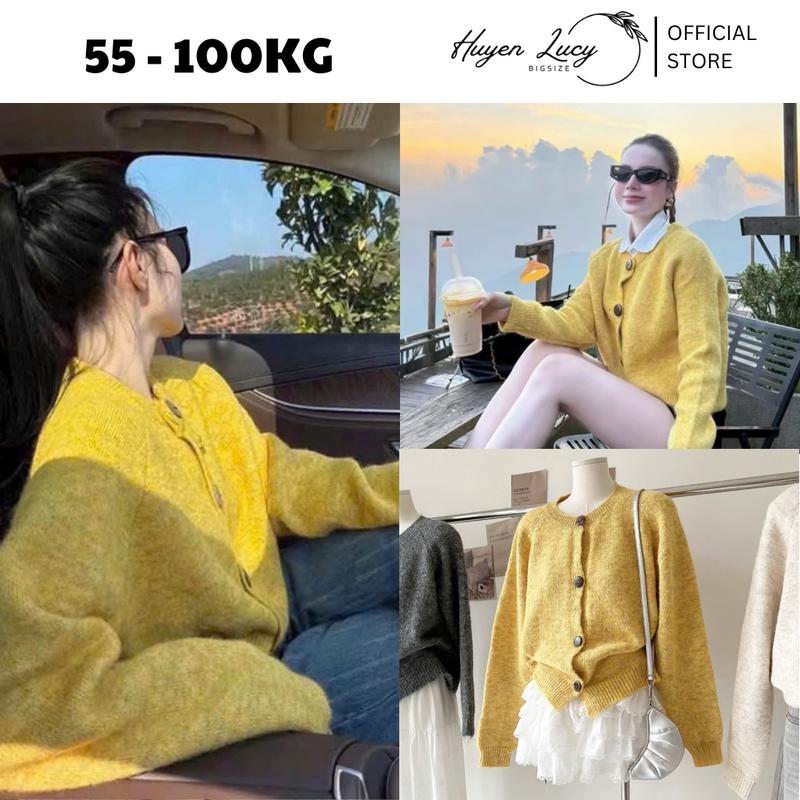  ÁO LEN CARDIGAN CÀI CÚC DÁNG RỘNG nữ bigsize len mềm cao cấp dày  dặn thiết kế  trẻ trung cá tính năng động hot trend mặc đi chơi chụp ảnh thu đông freesize dưới 80kg Huyền Lucy Bigsize 