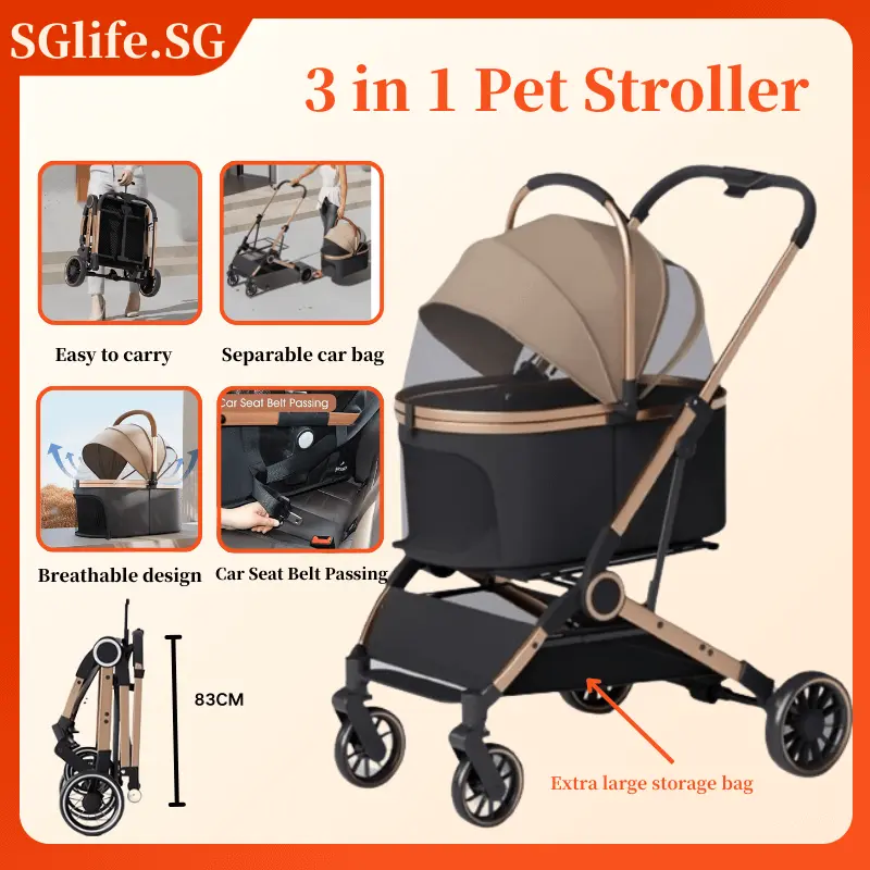 Pet Push Foldable Cat and Dog Travel Cart Can be Carried to Remove the Sunshade Basket Car Basket Separation Cart