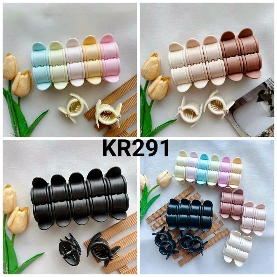 Lố 12 cây kẹp càng cua 5 răng 6 răng đầu bầu, đầu vuông nhiều màu nhựa bền