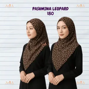 LANA HIJAB - PASHMINA LEOPARD MACAN COKLAT HITAM  180x75 Muslim Wanita