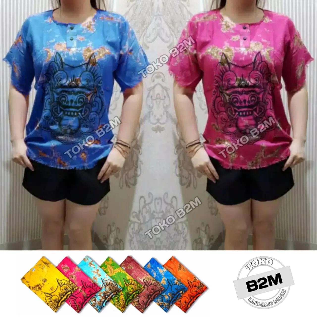 [Beli 1 Gratis 1] Baju bali Kaos barong bali L & XL Kaos pantai Baju santai Baju barong B2M Dewasa Rayon Remaja Santai
