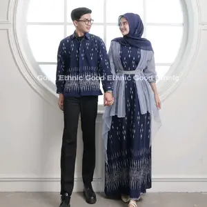 Good Ethnic - Baju Tenun Couple Gamis Mariposa Set Couple Tenun Dress Mariposa Baju Couple Pasangan Seragam Kebaya Wanita Sarimbit Keluarga