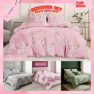 FAMILY | BEDCOVER SET SPREI Tinggi 30cm 180/160 KING/QUEEN No1/No2 Katun Lembut Kasur  Bantal Sarung| FAMILY