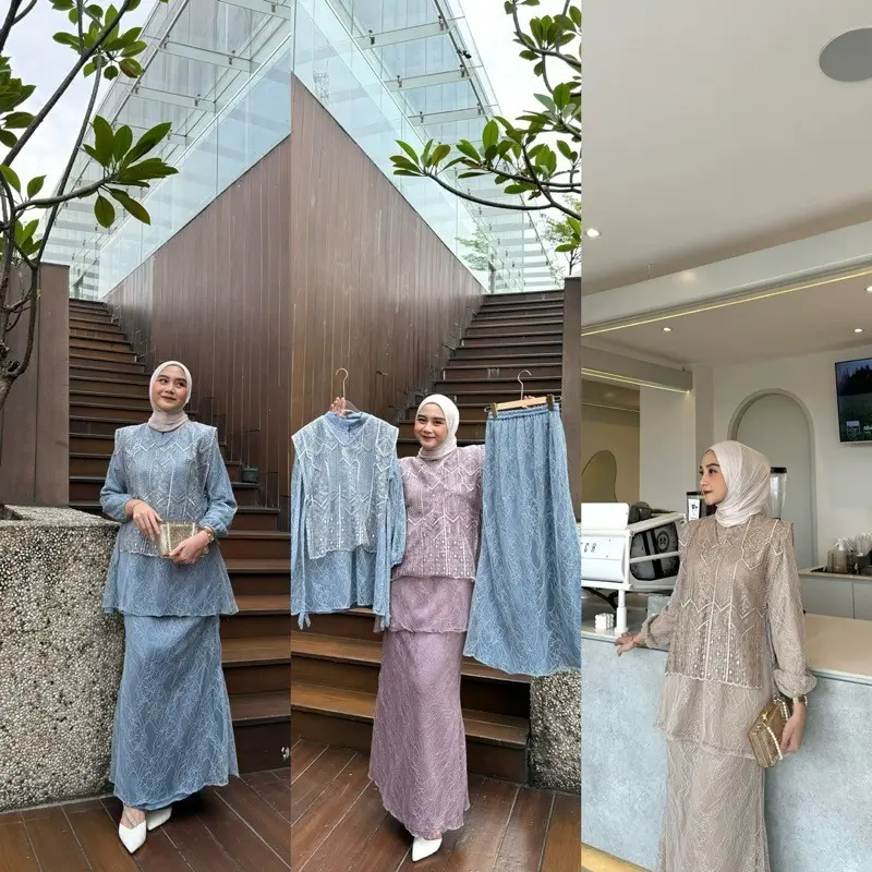 NEW TERBARU FELISYA SET 3 in 1 (VEST+ BLOUSE + SKIRT) BUSUI FRIENDLY SET WANITA TERBARU DAN TERMURAH DRESS PESTA PERNIKAHAN DRESS KONDANGAN DRESS WANITA MUSLIMAH KEKEINIAN 2024 BY BUSU MALL Baju Gamis