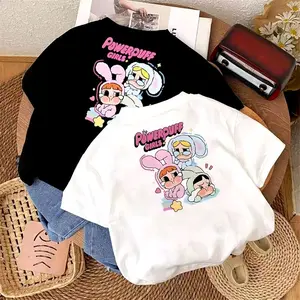 Korean Style BY BY POWERPUFF ucu baju Kaos Anak Unisex  Motif Hip Hop T-shirt 100% Katun Combed Sablon DTF AntiLuntur Premium Kaos Anak Perempuan Umur 1-13Tahun Baju Anak Perempuan Lengan Pendek
