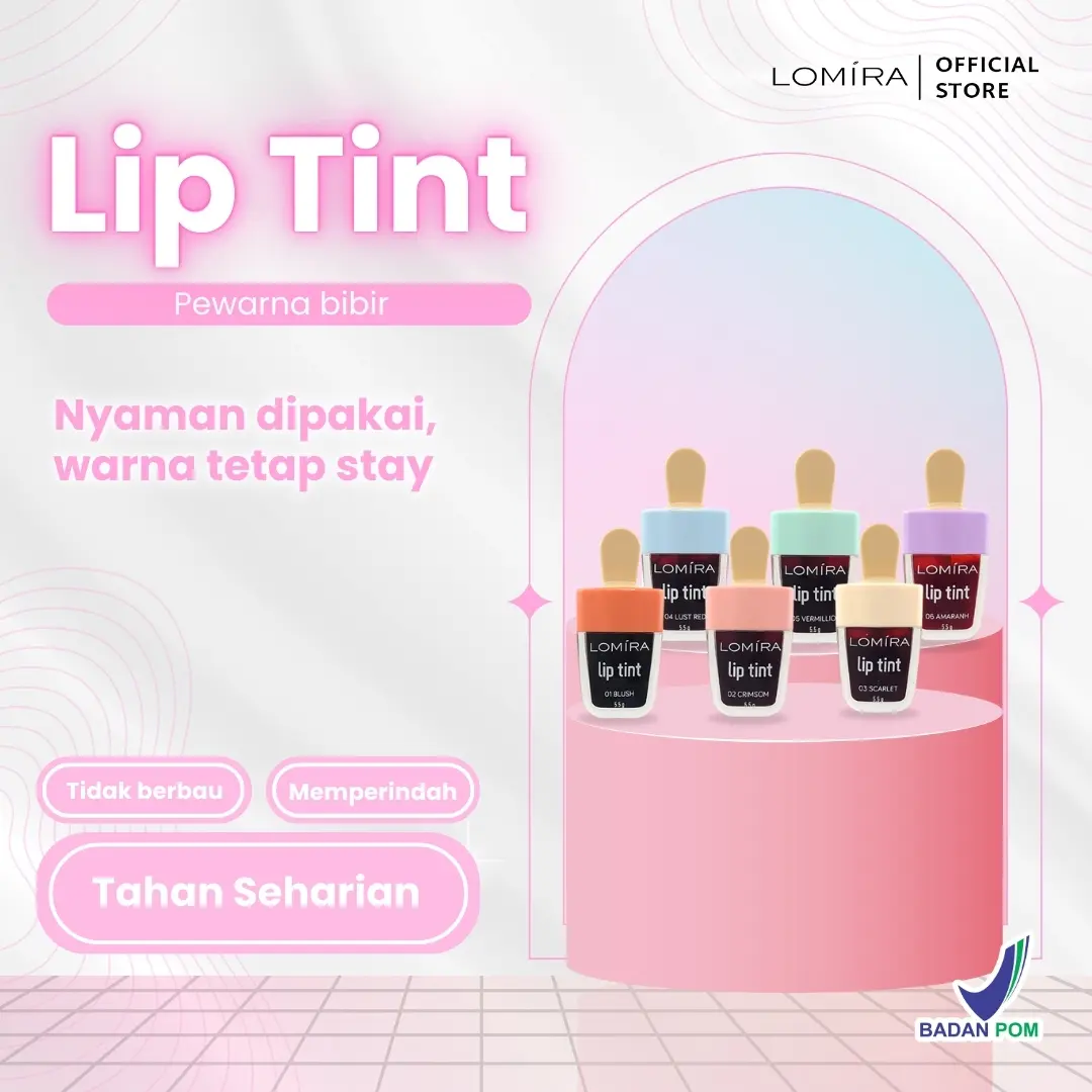 [Lomira] Liptint Peach – Lip Tint Pigmented dengan Vitamin E | Lasting, Natural & Efek Ombre Glaze untuk Bibir Lebih Mencerahkan