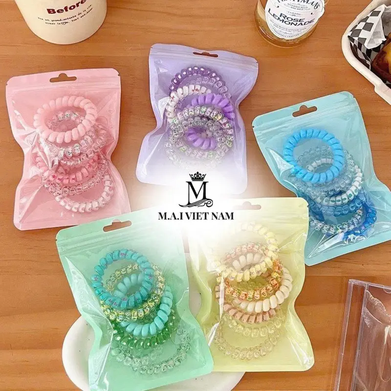 Set 6 Dây Buộc Tóc Lò Xo Co Dãn Đủ Màu Sắc
