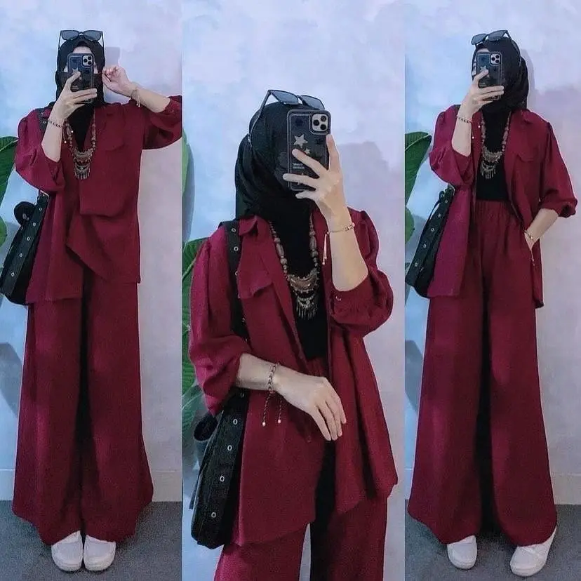 𝐈𝐛𝐚𝐧𝐞𝐳 Amelia one set setelan wanita kekinian baju setelan atasan dan bawahan bahan crinkle airflow setcel formal busana wanita