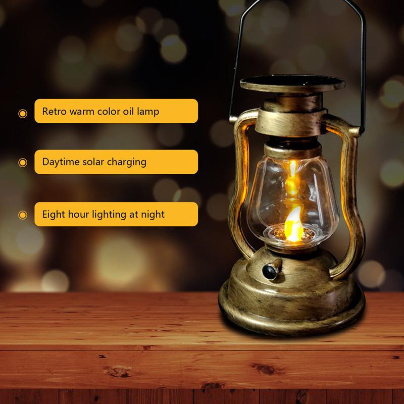LED Solar Light,Retro Kerosene Lamp,Solar Powered Candle Hanging Light,Outdoor Portable Lantern Light,Camping Light,Courtyard Garden Decor Decoration Sunlight for Patio 4