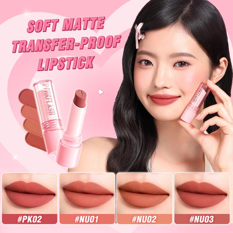 Product Introduction of [Official]PINKFLASH #LovingHeart Soft Matte Transfer-proof Lipstick Creamy Smooth Non-crack 12H Wearing Intense Pigmented 1