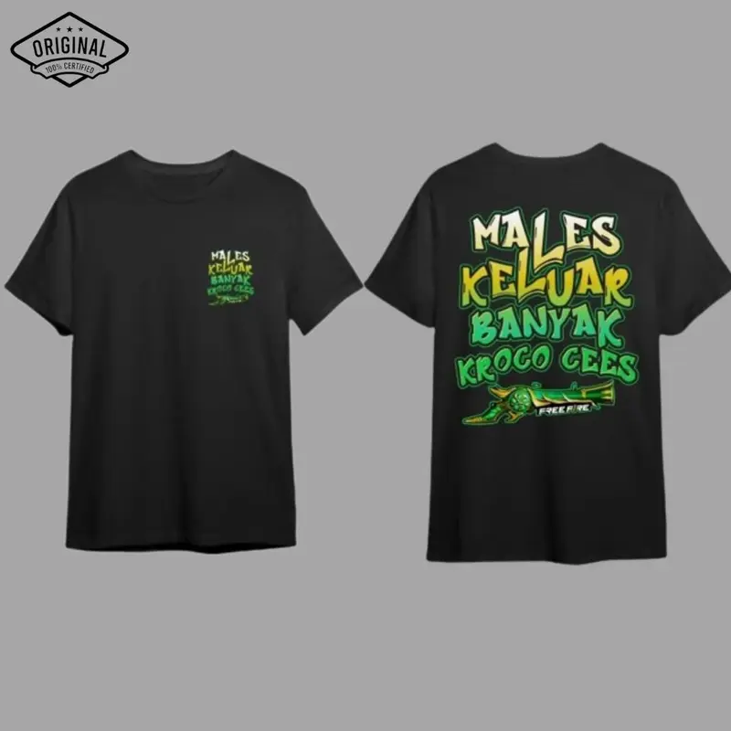 ZULMY - Kaos FF Males Keluar Banyak Kroco Cees Versi SG Emerald Terompet - Tshirt Anak Unisex - Kaos Katun Combed Viral 3