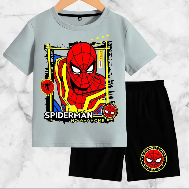 Setelan Baju Anak-Anak Spiderman Kaos Catton Soft 24s DTF/Digital Berat Badan XS-XXXL Fashion Kids - Motif, Celana 8