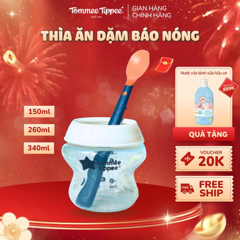 Thìa Ăn Dặm Báo Nóng Heat Sense - Có Sẵn Bình PP Tommee Tippee Nhiều Size 150ml 260ml 340ml Dành Cho Bé Từ 4 Tháng