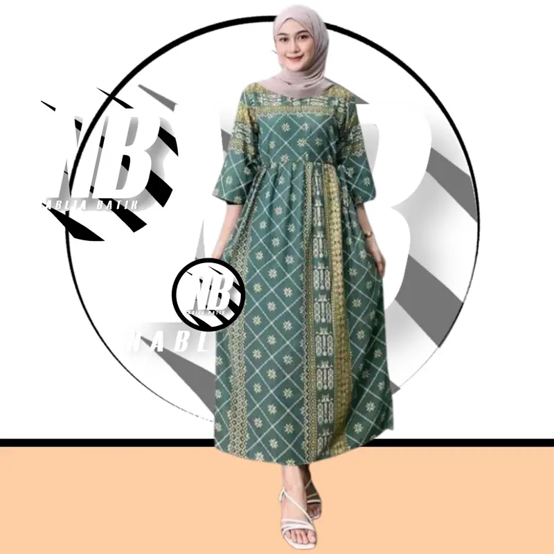 Daster Gamis Lengan 3/4 Rayon Motif Etnik Premium Busui Friendly Tali Kanan Kiri Terbaru Style Arabian 3