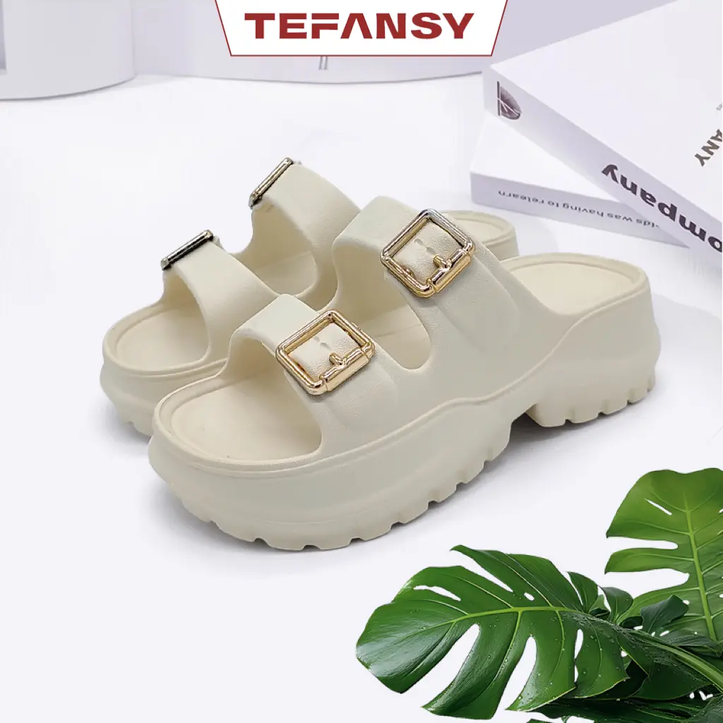 TEFANSY Sandal Wedges Wanita Kekinian Sandal Fuji Korea Style Motif Sandal Jelly Wanita sandal wanita 2024