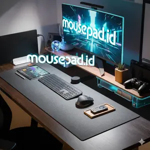 Mousepad Gaming XXL 100x50cm - Felt Desk Mat Anti Slip Tebal 3mm, 3 Ukuran (80/90/100cm) Hitam Polos untuk PC/Laptop