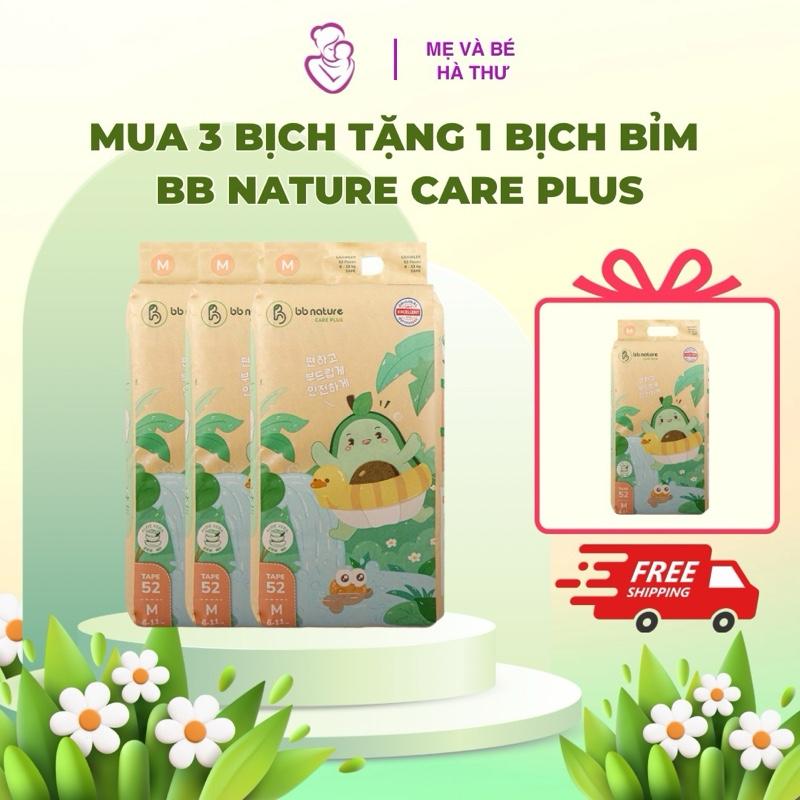 Mua 3 bịch tặng 1 Combo 4 bịch bỉm BB NATURE care plus đủ size cho bé