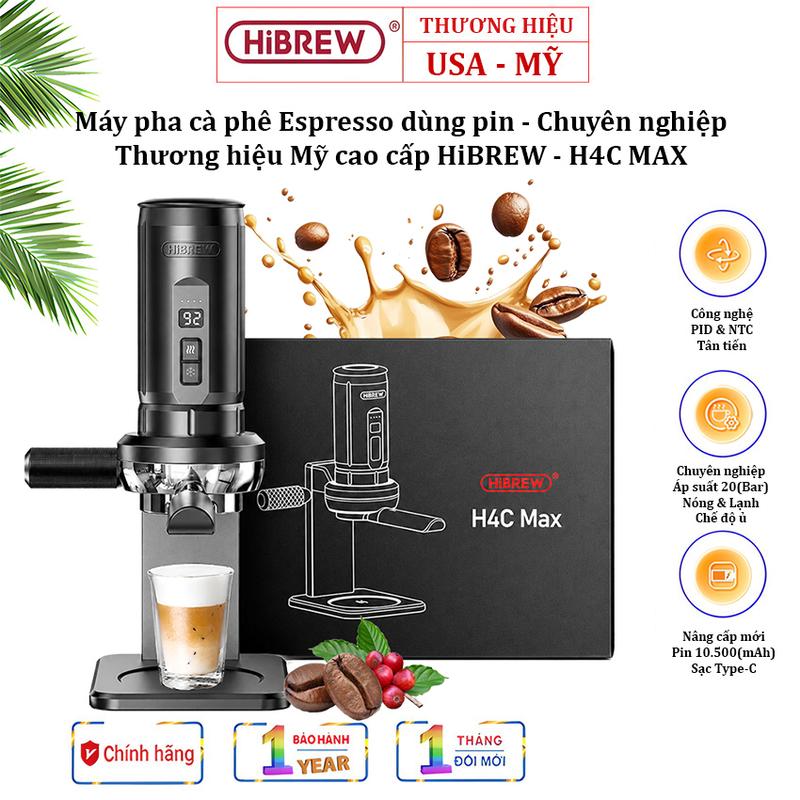 Máy Pha Espresso Cầm Tay Không Đáy HiBREW H4C MAX Dùng Pin Pha Cà Phê Nóng…