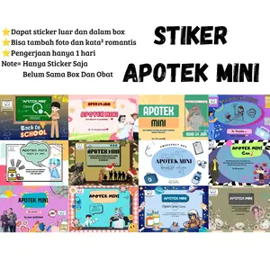 PAKET STICKER ONLY || STIKER APOTEK MINI CUSTOM FOTO DEPAN BELAKANG || STICKER SAJA TANPA BOX DAN ISIAN || STIKER UNTUK BOX 6 SEKAT (1 hari jadi)