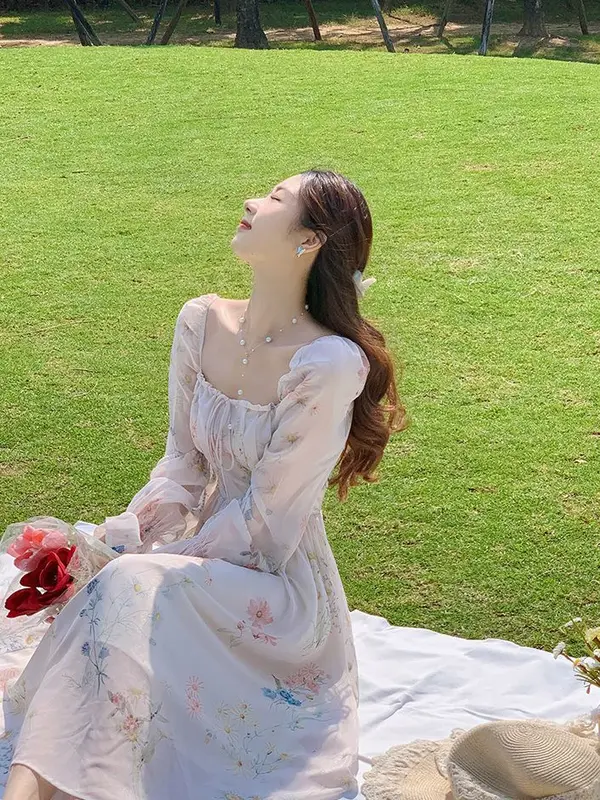 Gaya Baru Gaun Sifon Lengan Panjang Fairy Dress Cantik 2