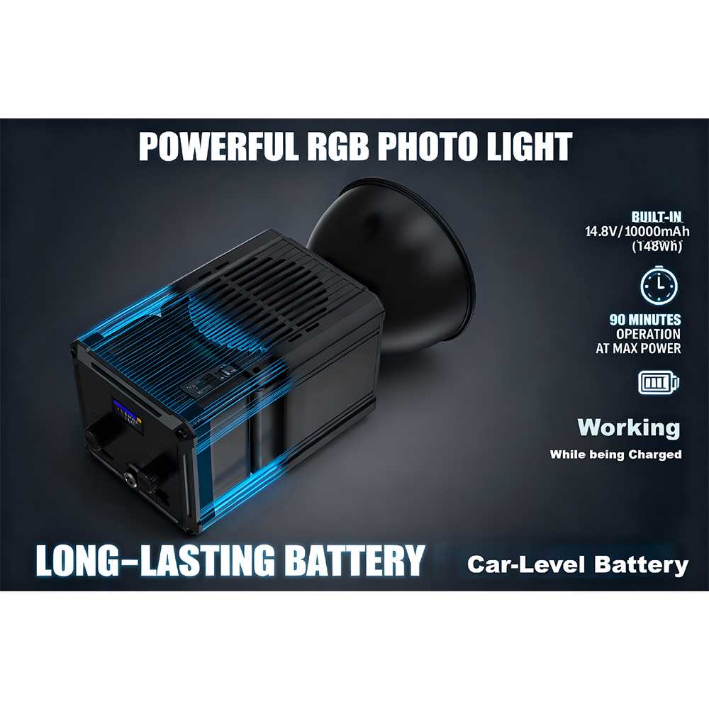 LIYADI Lampu Studio Fotografi COB LED RGBW 24 Mode 10000mAh 100W - ND100