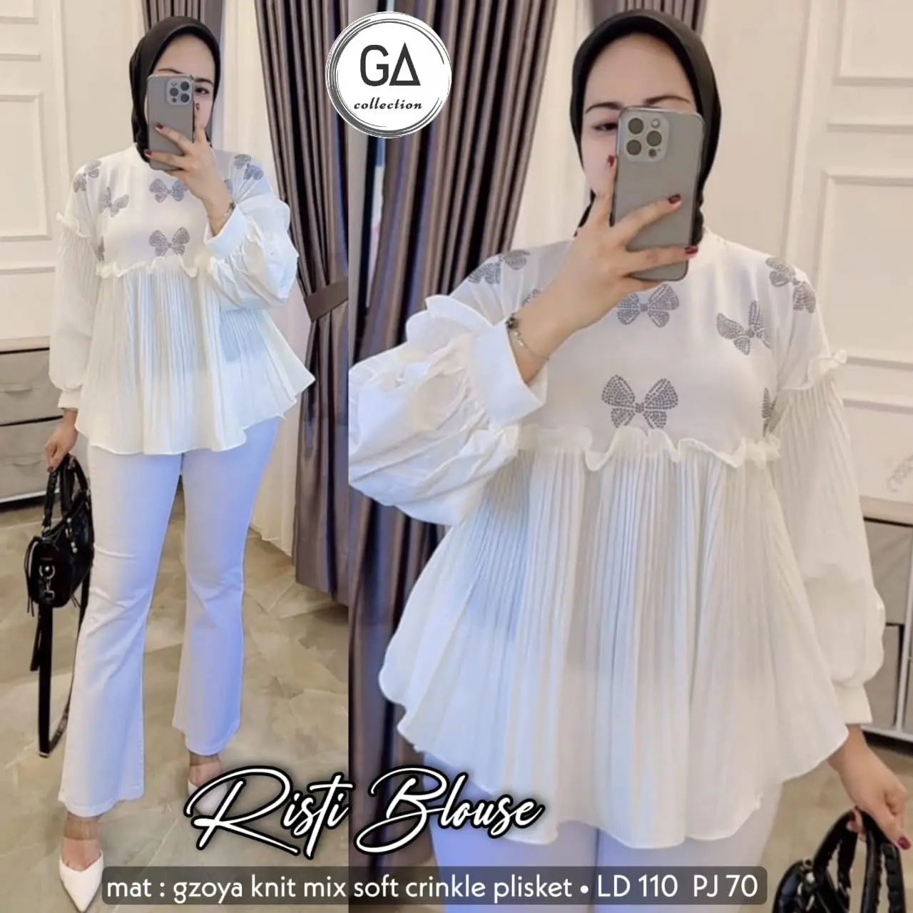 BLOUSE KNIT WANITA LD 110 KOREAN STYLE LENGAN PANJANG PAKAIN WANITA BAJU ATASAN