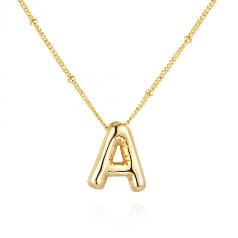 Niche design bubble balloon letter necklace, round and chubby pendant fashionable and simple clavicle chain female jewelry, cute, unique and exquisite birthday gift