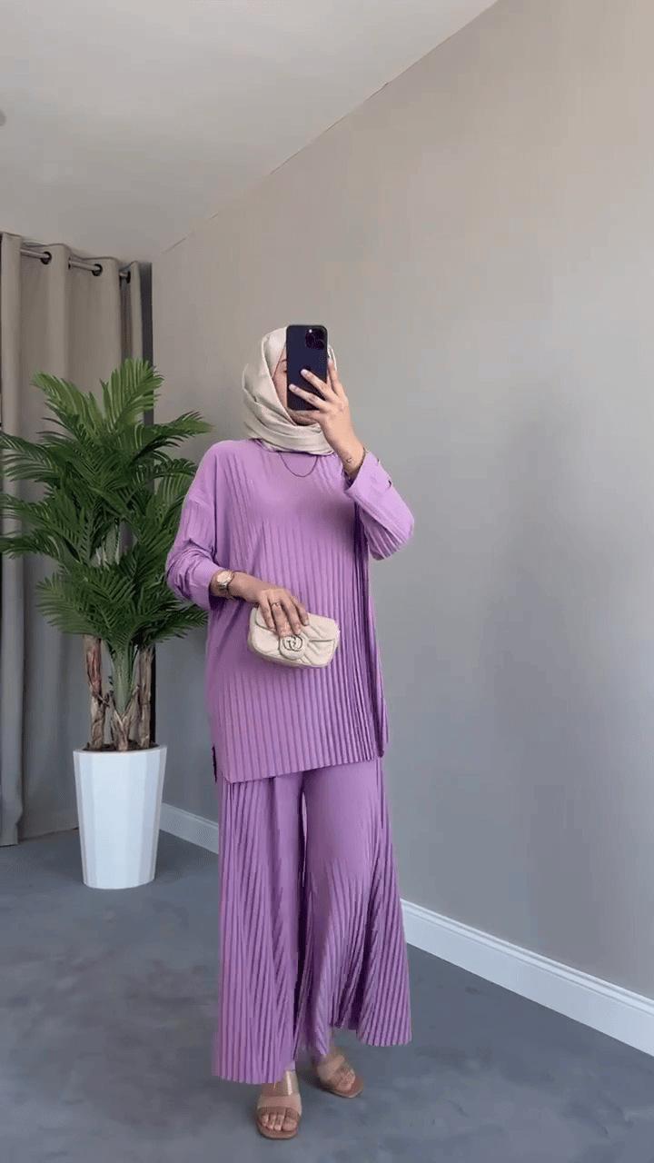 Product Introduction of Women's Clothing 2023 Autumn New Fashion Pleated Temperament Long Sleeve Shirt High Waist Wide Leg Pants Suit 15