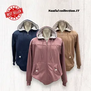 Jaket Hoodie Sweater Wanita Polkadot Polos Zipper Resleting Lokal Distro Premium Bahan Fleece 280 Tebal Nyaman Ukuran L-XXL Lembut Oversize Hitam Panjang Keren Basic Unisex Crewneck Cewek