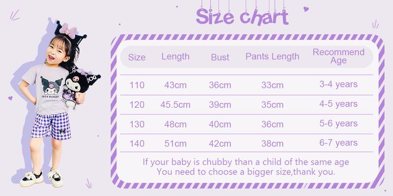 Product Introduction of BCBL Baby Girl Summer Set Kids Short Sleeve Plaid Shorts Kuromi Children's Outing Clothing Melody Pajamas Set Hello Kitty 4