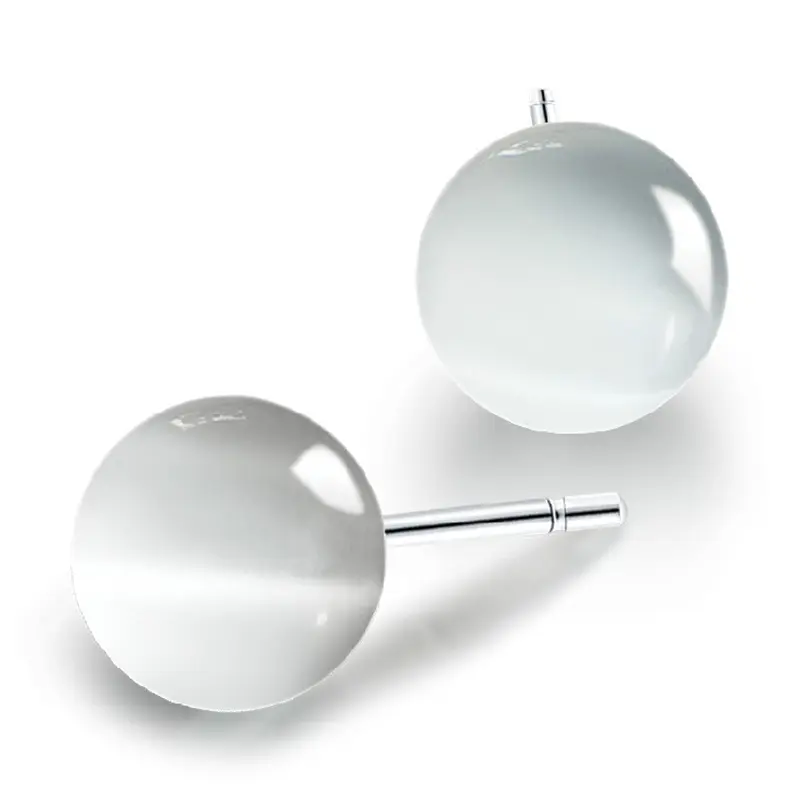 New Fashion Silver Opal Stone Earrings Simple Pierced Earring Round Beads Earrings Women Girls Men Jewelry