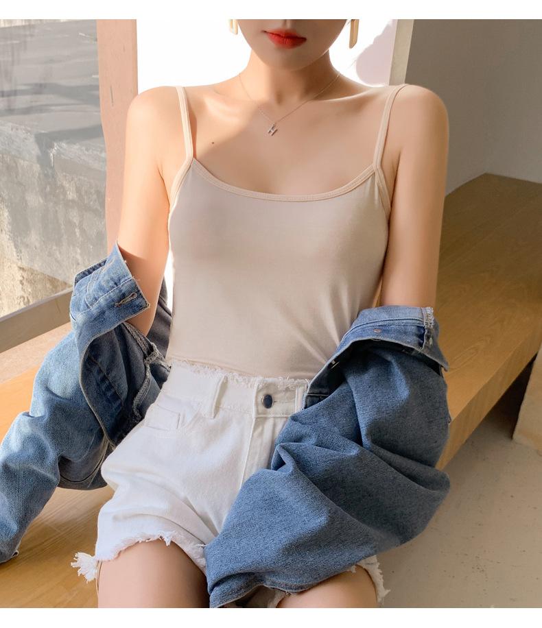 Product Introduction of Black and white modal base small suspender vest for women with beautiful backs, summer sexy and fashionable design, women's new solid color, versatile 8