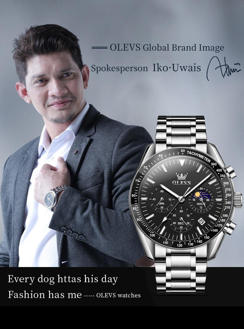 Product Introduction of OLEVS Men's Multifunction Steel Watch | Swiss Quartz + Sapphire Glass | 30M Waterproof & Luminous Dial | Business Minimalist Model 3618 0