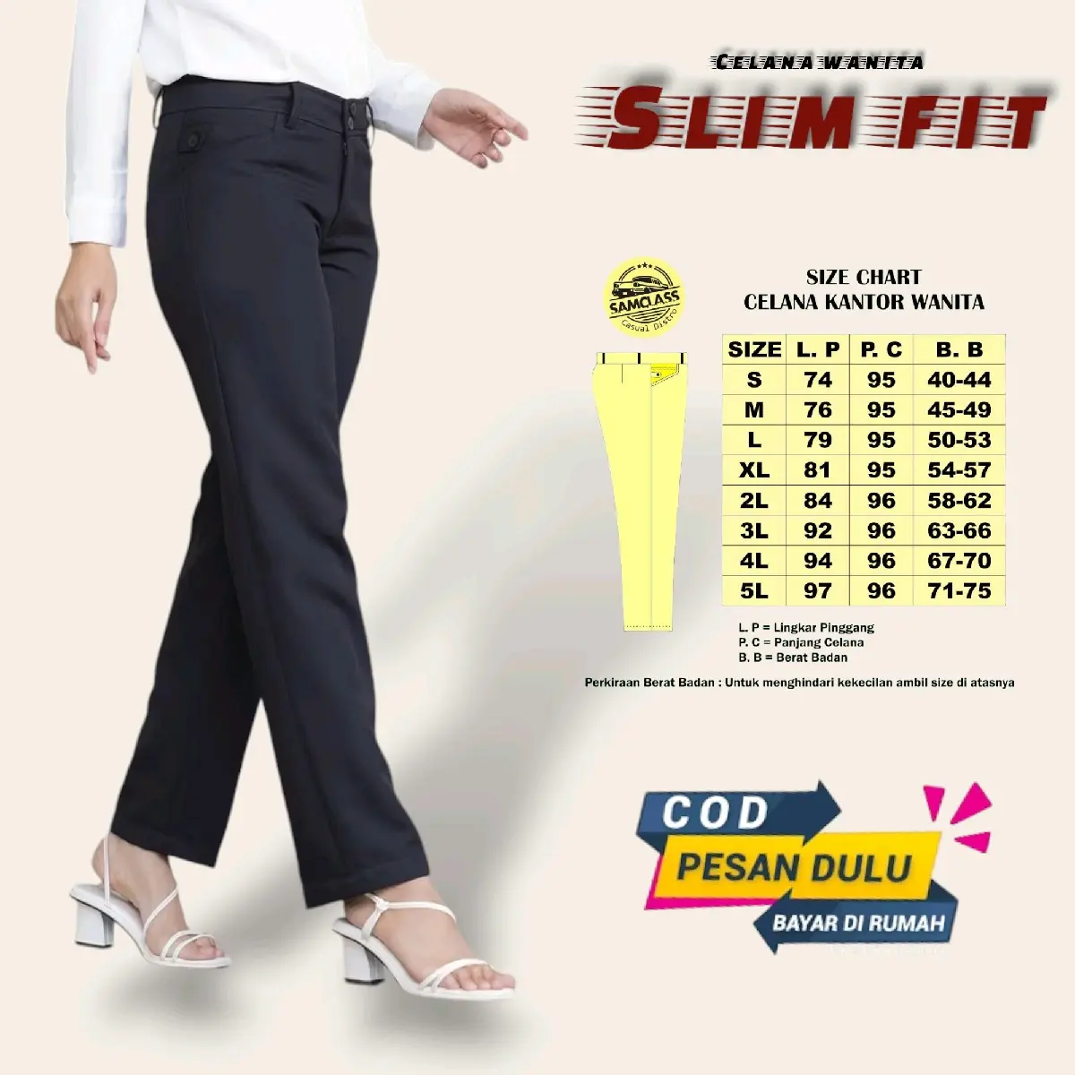celana formal wanita, celana kerja wanita, celana kantor wanita, celana bahan wanita