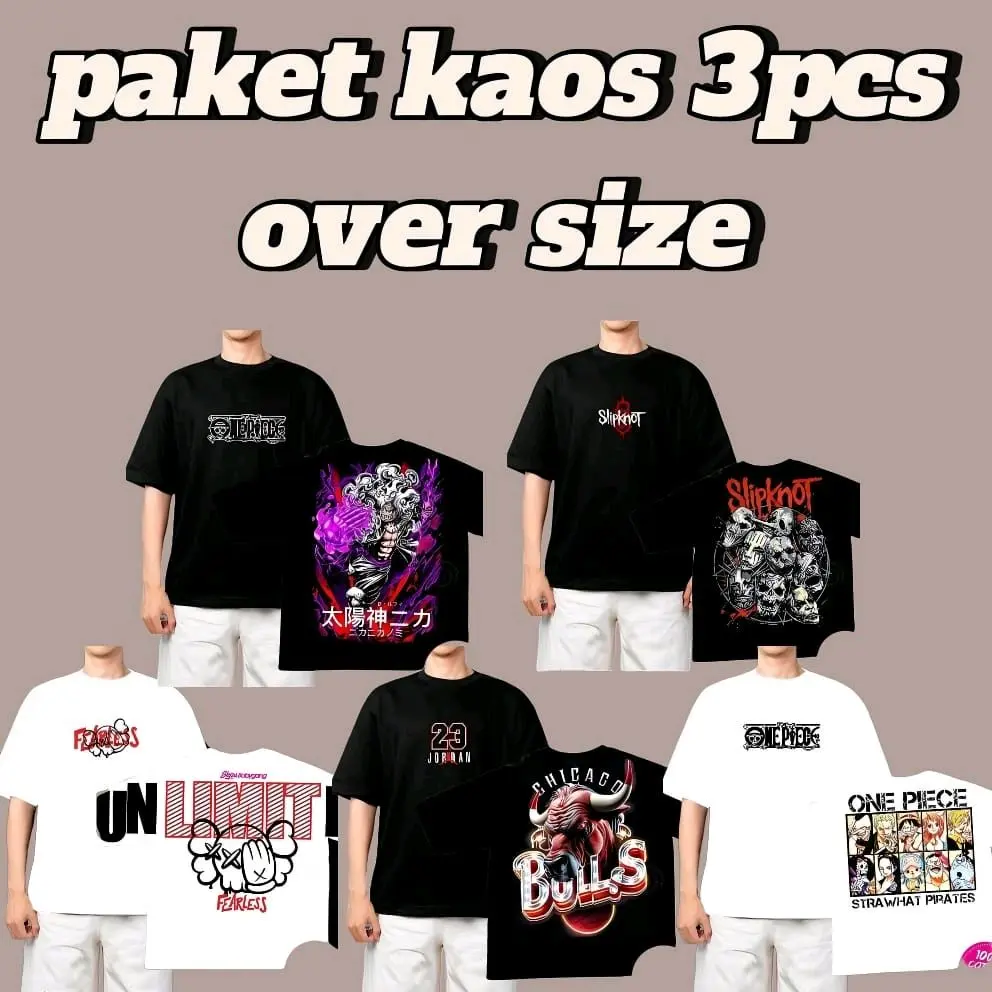 kaos oversize cotton combed 30s premium paket dapat 3pcs Unisex