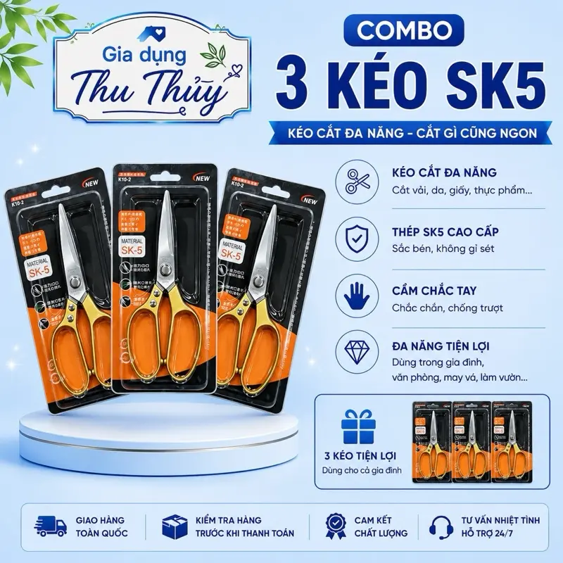 COmbo 3 cây kéo xịn sk5 [Kéo Cắt Đa Năng SK5 Cắt Thức ăn Tiện lợi