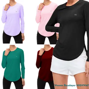 Baselayer Manset Wanita Lengan Tangan Panjang Manset Jersey Base Layer Compression Shirt Quickdry wanita Kerah Long Sleeve compression wear sport women fit body elastic senam aerobic zumba yoga Pakaian Olahraga