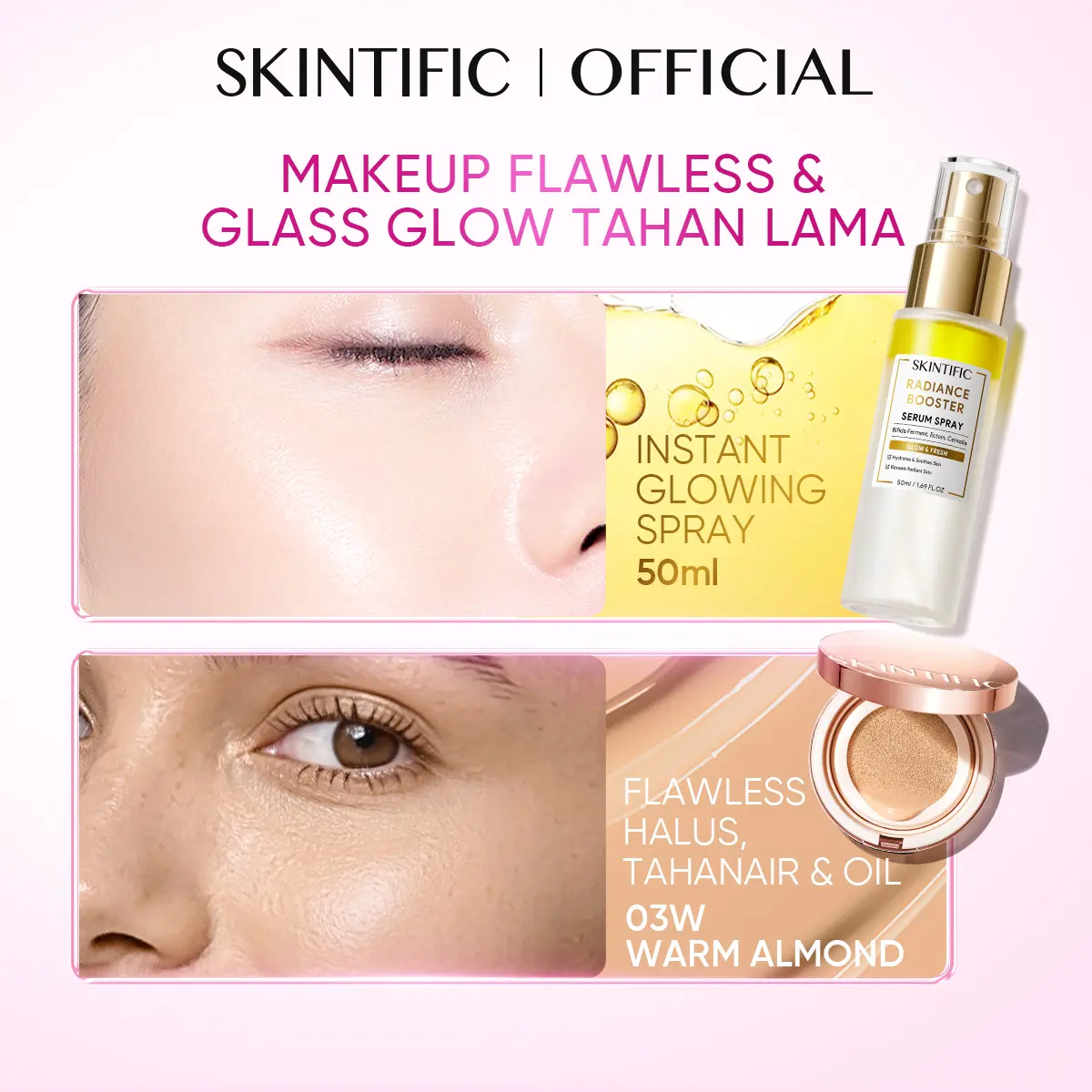 gold cushion 3w+ glowing serum spray