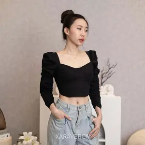 [ SALE CUCI GUDANG ] XARA - Tasya Top - Atasan Crop Top Lengan Balon - Korean Puff Top Fit S-M