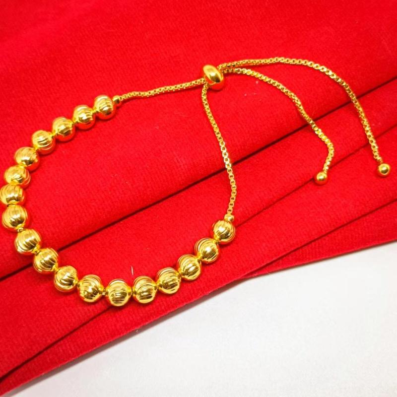 Anti Karat Set Aksesori Fesyen Tidak Mudah Luntur Gelang Motif Gelombang Kacang Bulat Terbuat Dari Koin Asli Gelang Manik Serut 4